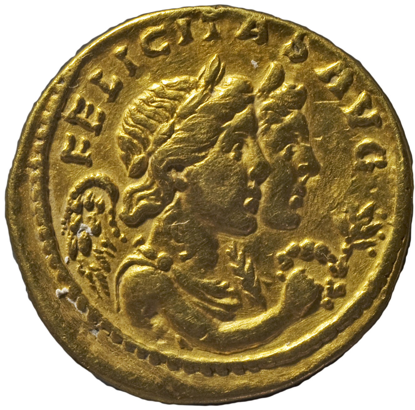 RIC V Postumus 267 Postumus reverse, Jugate busts of Victory, draped, right, holding wreath in right hand and palm in left...
