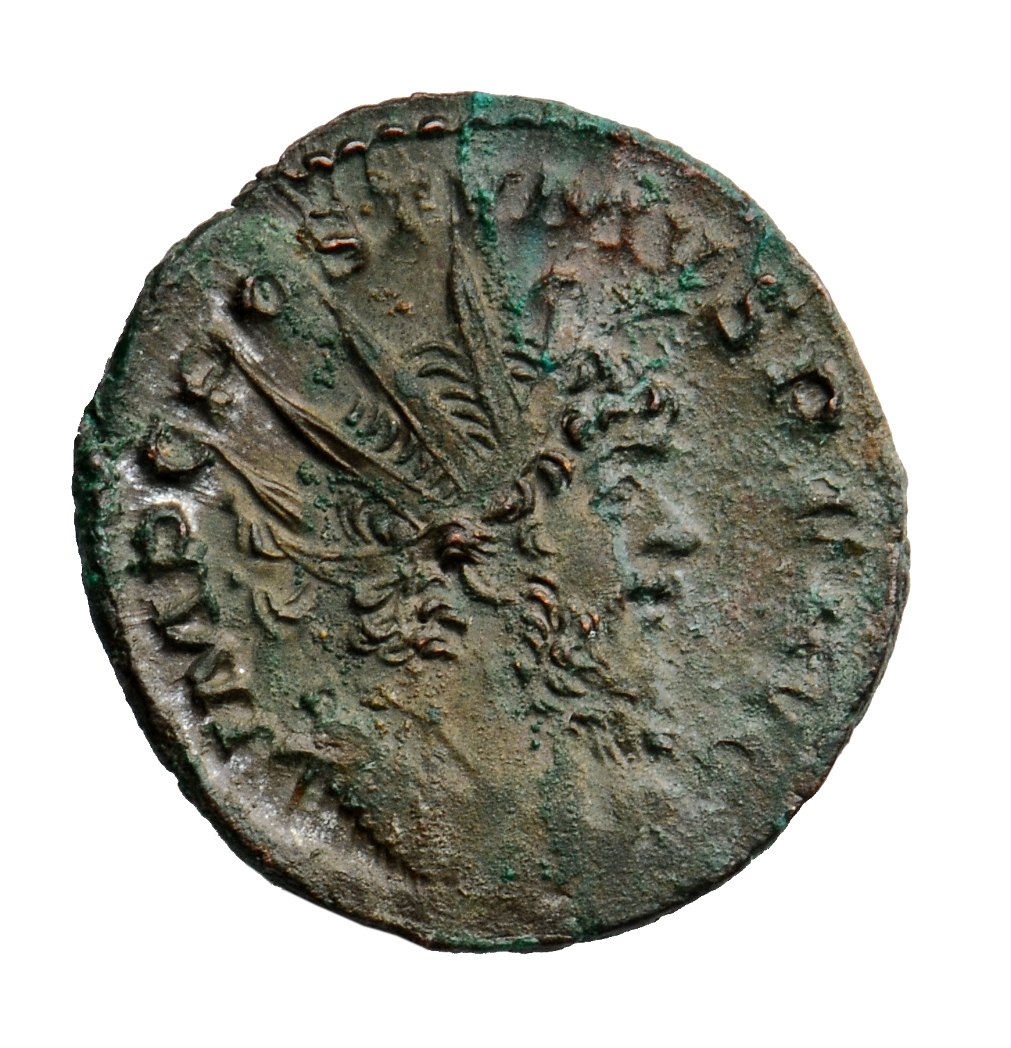 RIC V Postumus 287 Postumus obverse, Bust of Postumus, radiate, draped, right, or bust of Postumus, radiate, draped, cuira...