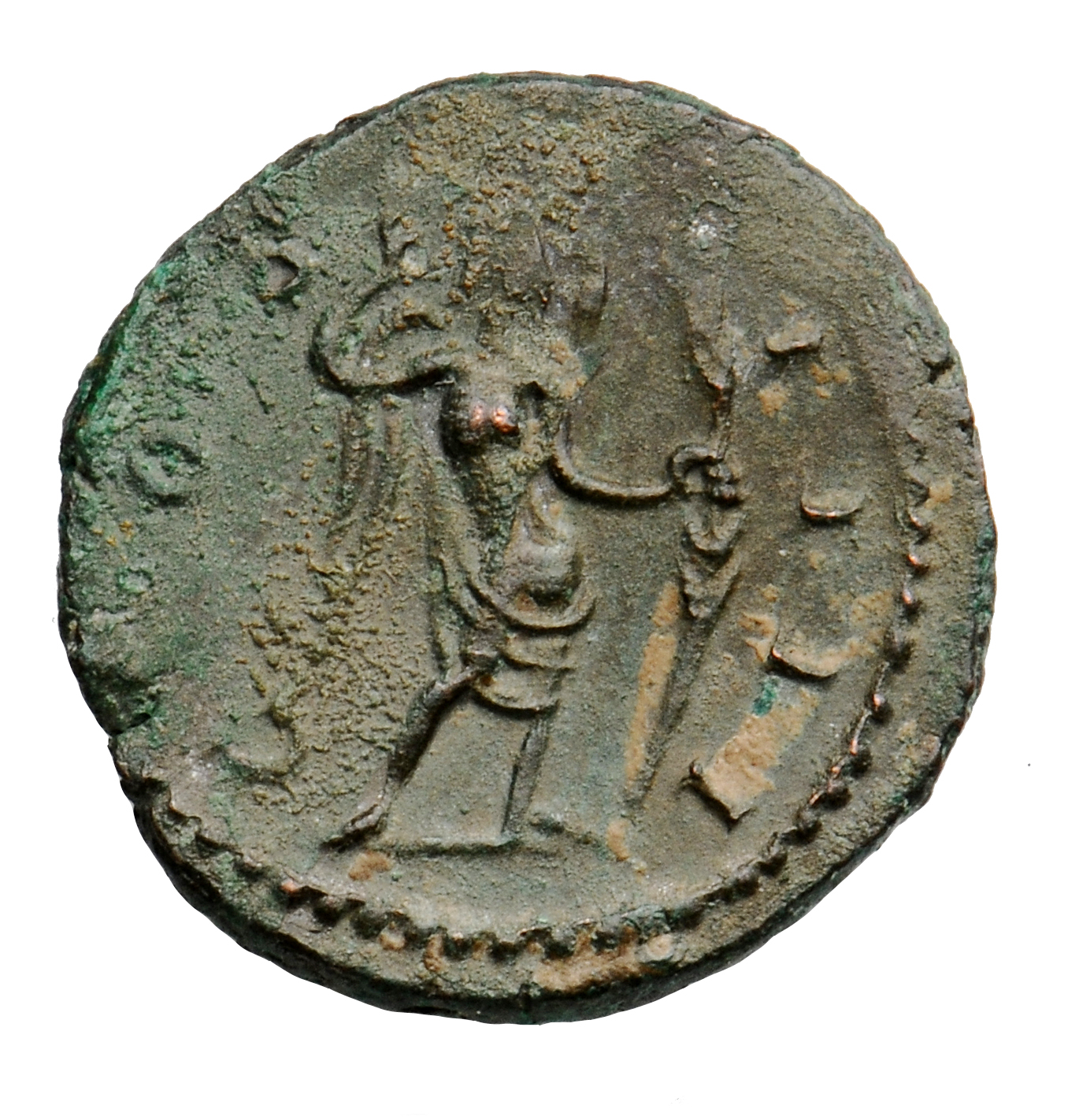 RIC V Postumus 287 Postumus reverse, Victory, winged, draped, standing right, holding wreath in right hand and palm in lef...