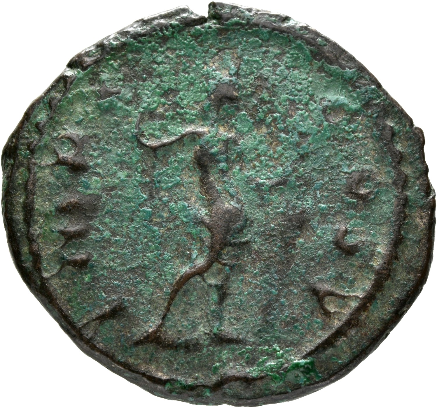 RIC V Postumus 289 Postumus reverse, Victory, winged, draped, standing right, holding wreath in right hand and palm in lef...