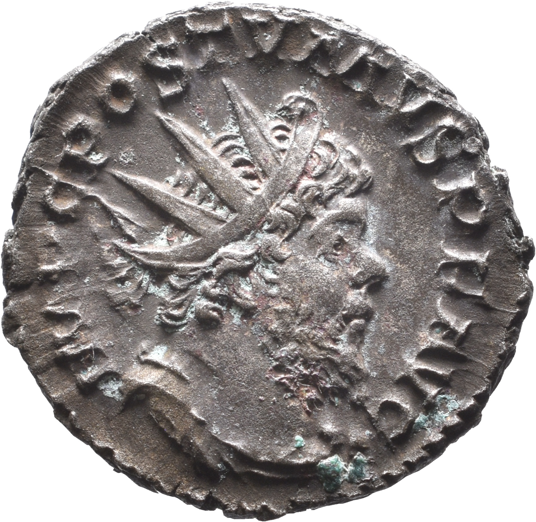 RIC V Postumus 309 Postumus obverse, Bust of Postumus, radiate, draped, right, or bust of Postumus, radiate, draped, cuira...