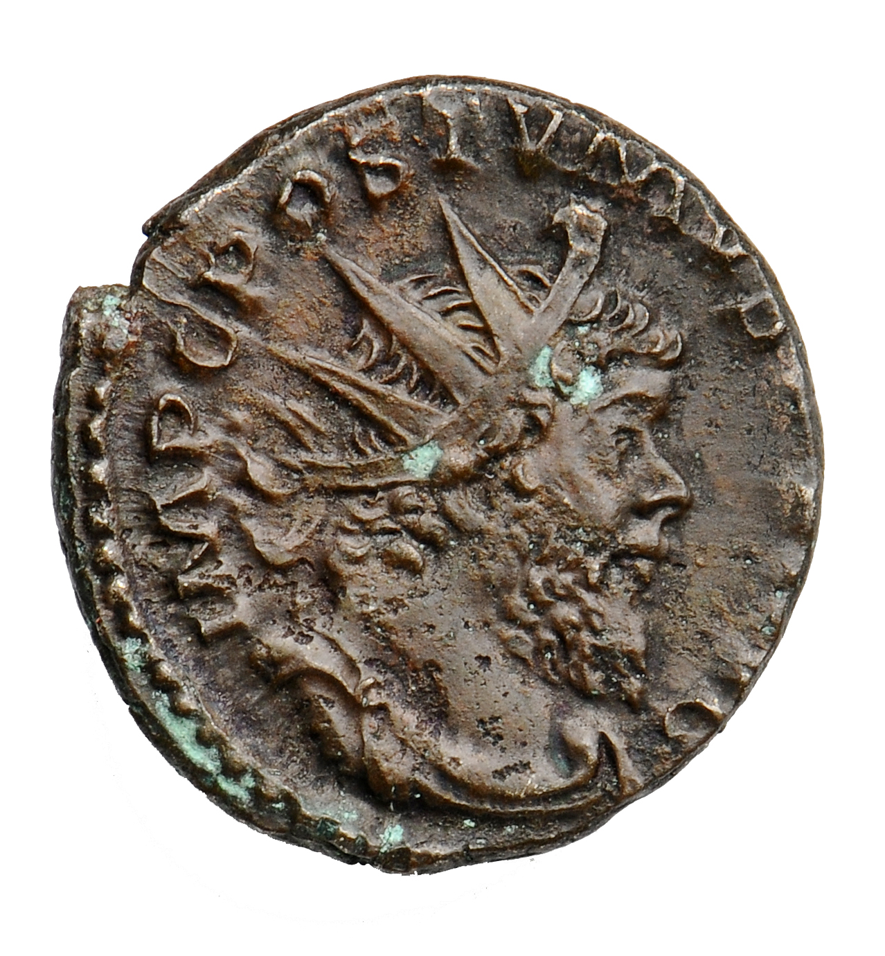 RIC V Postumus 317 Postumus obverse, Bust of Postumus, radiate, draped, right, or bust of Postumus, radiate, draped, cuira...