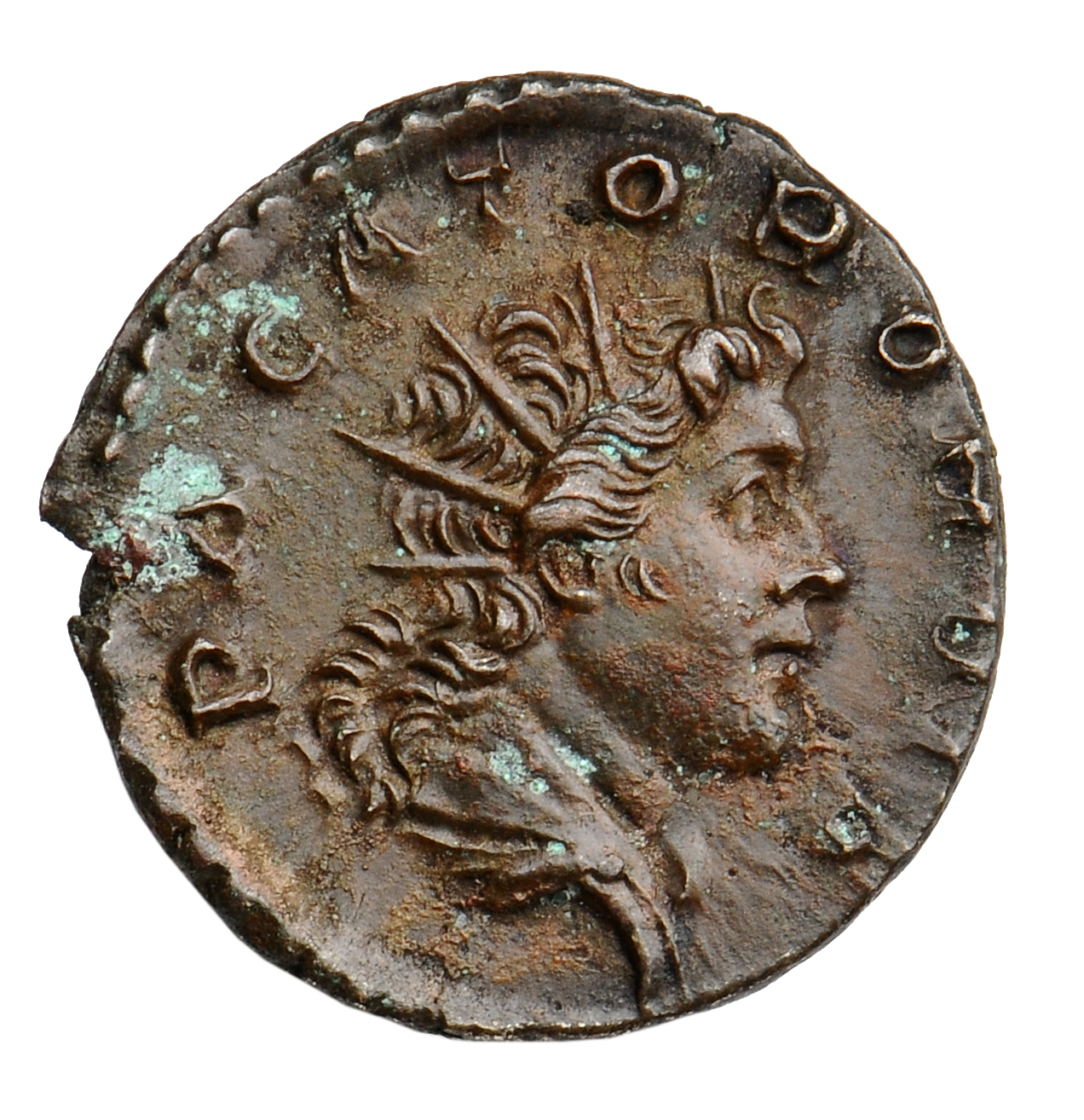 RIC V Postumus 317 Postumus reverse, Bust of Sol, radiate, draped, right