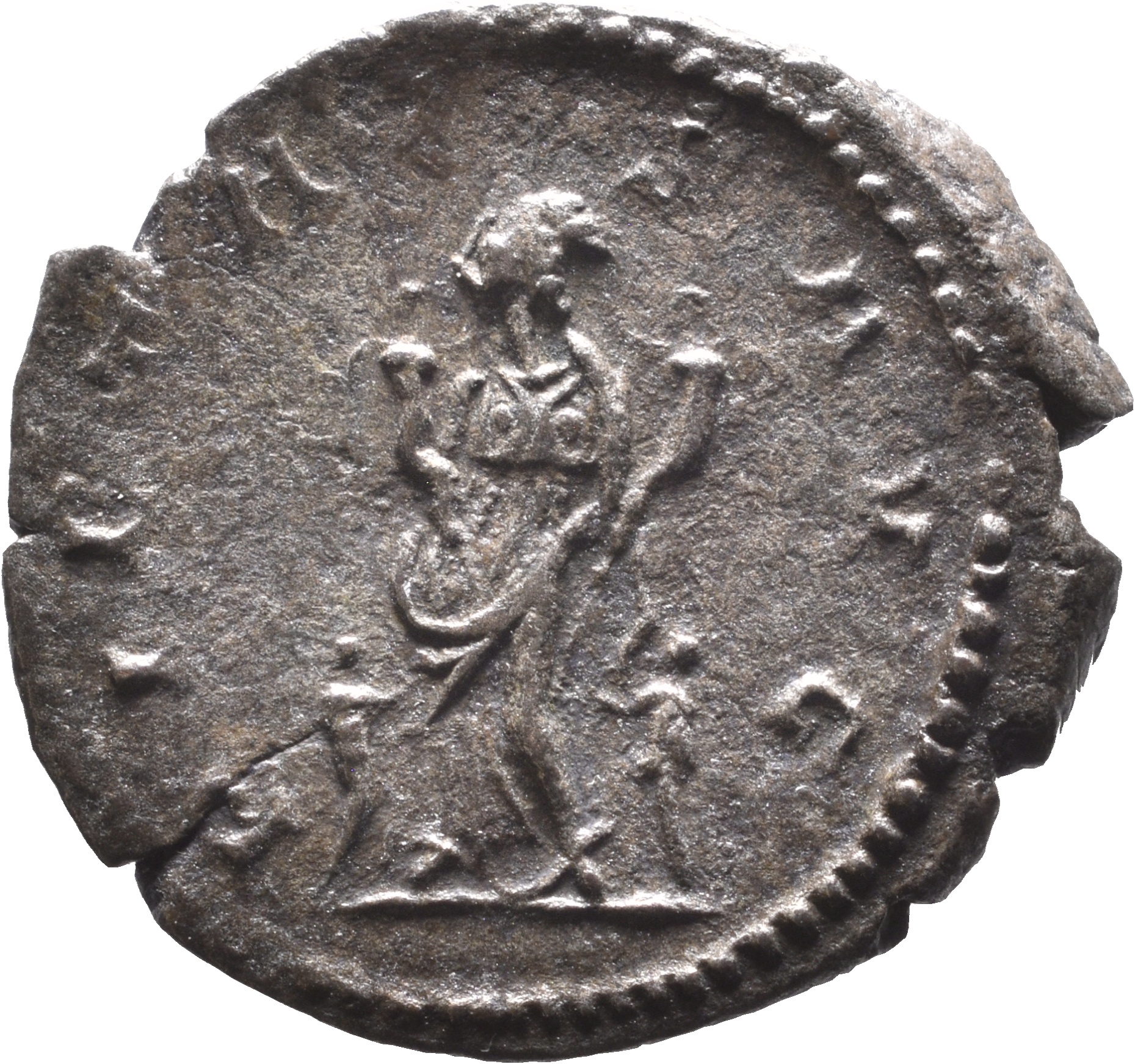 RIC V Postumus 320 Postumus reverse, Pietas, draped, standing left, holding two children in arms; flanking her, two more c...