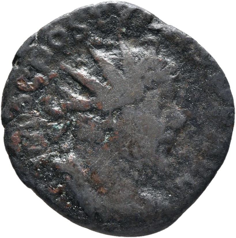 RIC V Postumus 329 Postumus obverse, Bust of Postumus, radiate, draped, right, or bust of Postumus, radiate, draped, cuira...