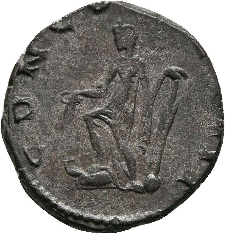RIC V Postumus 373 Postumus reverse, Fortuna, draped, standing left, holding patera in right hand and rudder in right hand...