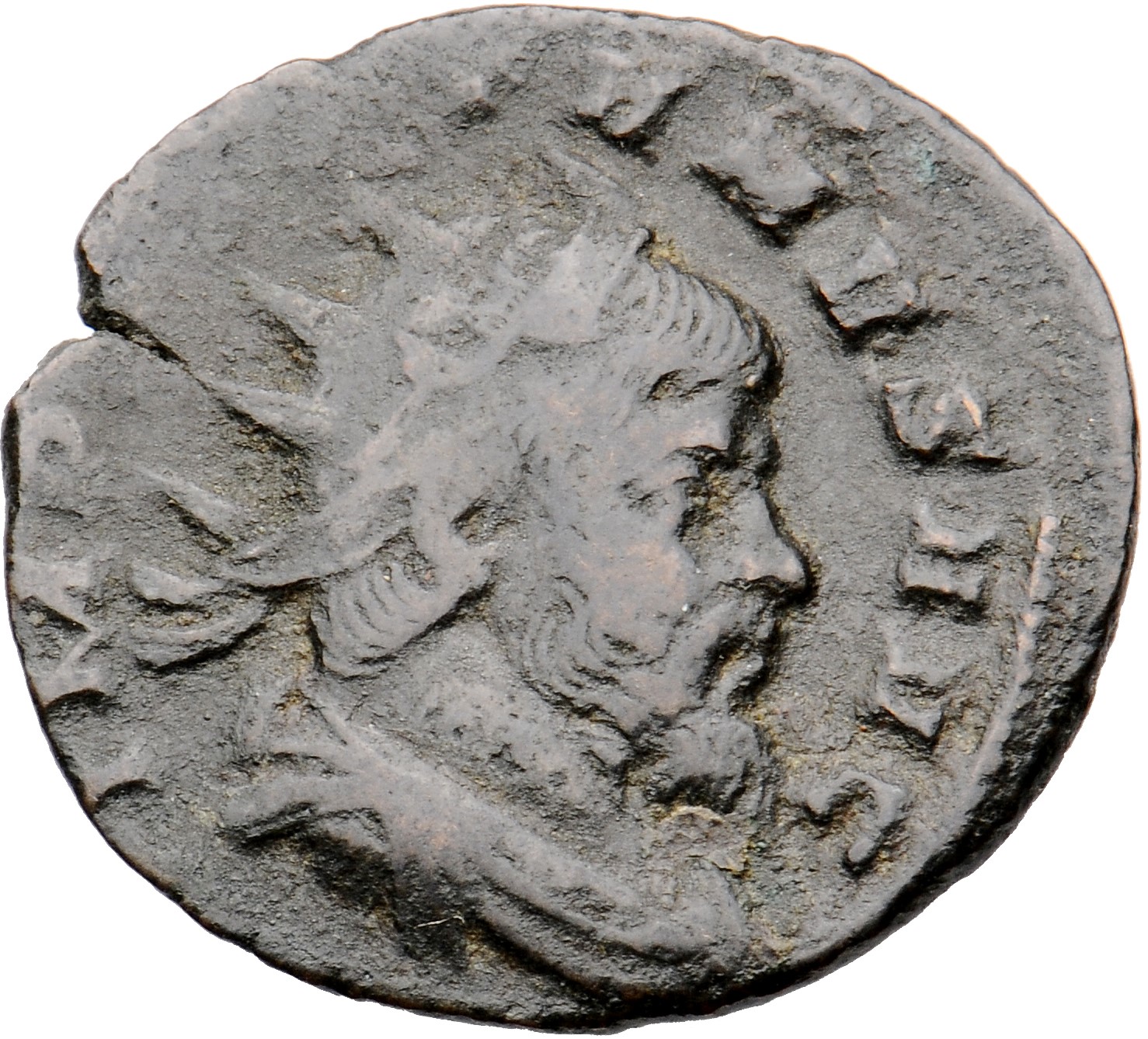 RIC V Postumus 378 Postumus obverse, Bust of Postumus, radiate, draped, right