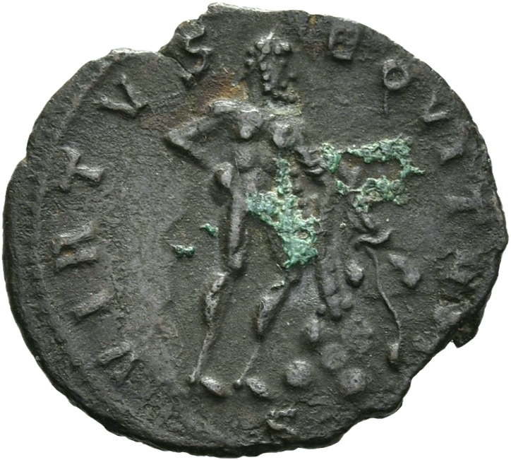 RIC V Postumus 389 Postumus reverse, Hercules, standing right, leaning on club with lion's skin on rock