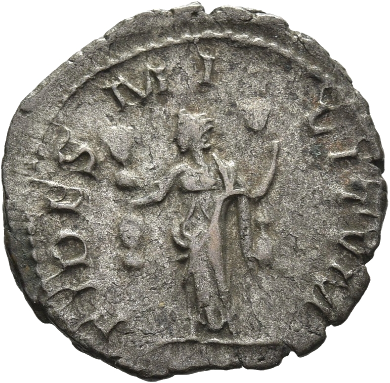 RIC V Postumus 59 Postumus reverse, Fides, draped, standing left, holding two ensigns