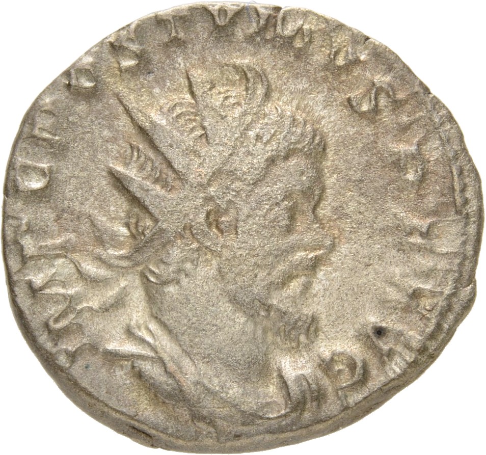 RIC V Postumus 64 Postumus obverse, Bust of Postumus, radiate, draped, right, or bust of Postumus, radiate, draped, cuiras...