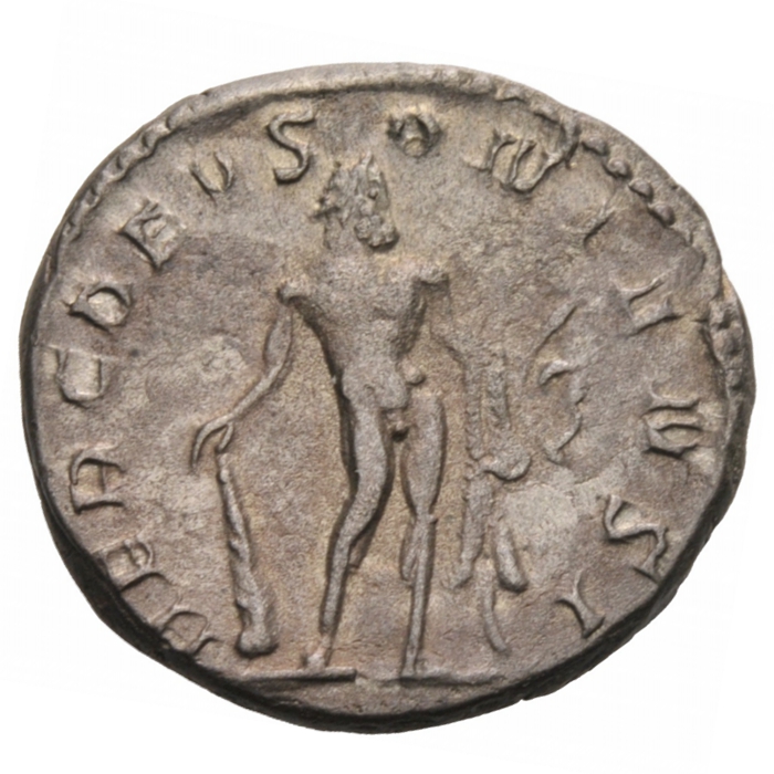RIC V Postumus 64 Postumus reverse, Hercules, standing right, leaning on club with right hand and holding bow and lion's s...