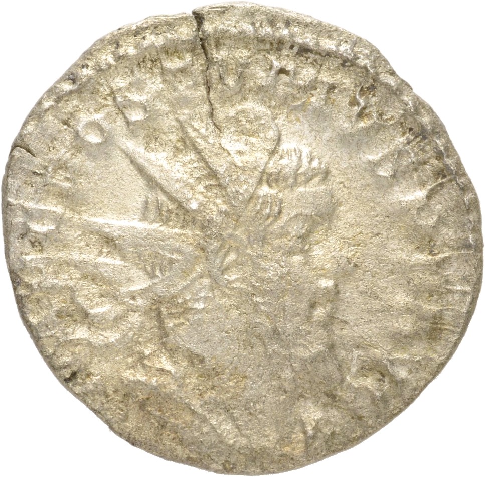 RIC V Postumus 67 Postumus obverse, Bust of Postumus, radiate, draped, right, or bust of Postumus, radiate, draped, cuiras...