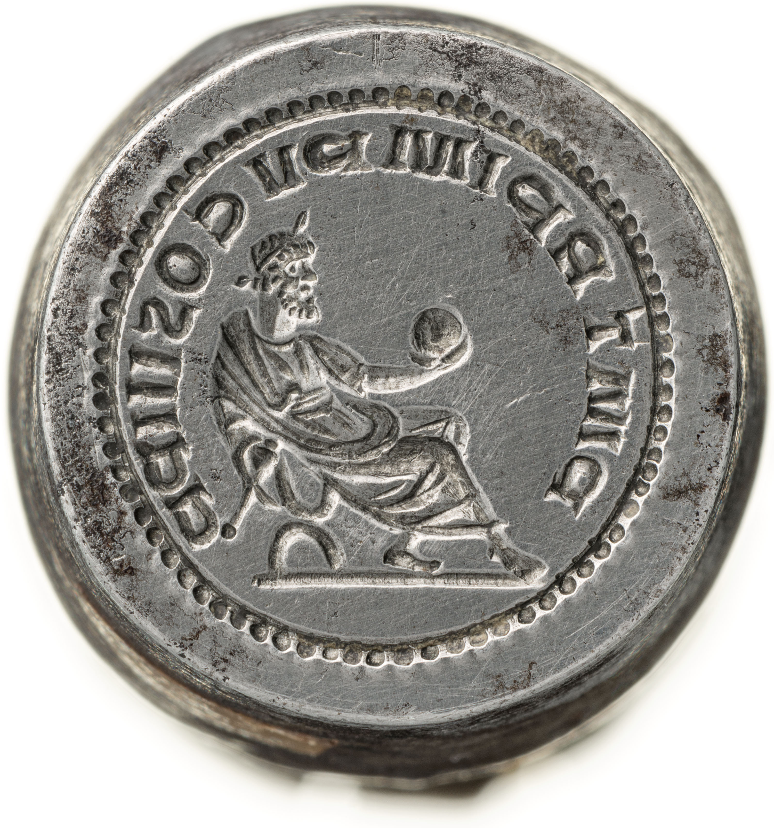 RIC V Postumus 7 Postumus obverse, Head of Postumus, laureate, right
