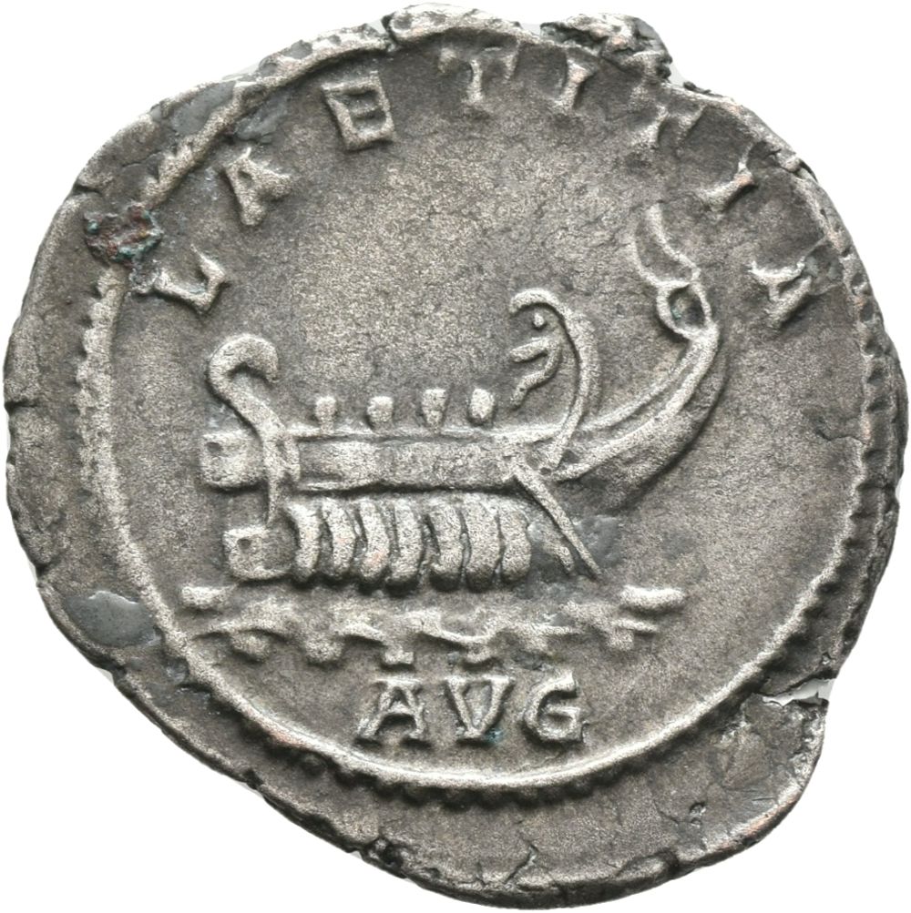 RIC V Postumus 73 Postumus reverse, Galley, left, sometimes with sails, with four or five rowers and steersmen