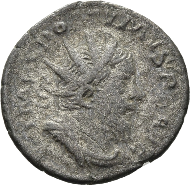 RIC V Postumus 74 Postumus obverse, Bust of Postumus, radiate, draped, right, or bust of Postumus, radiate, draped, cuiras...