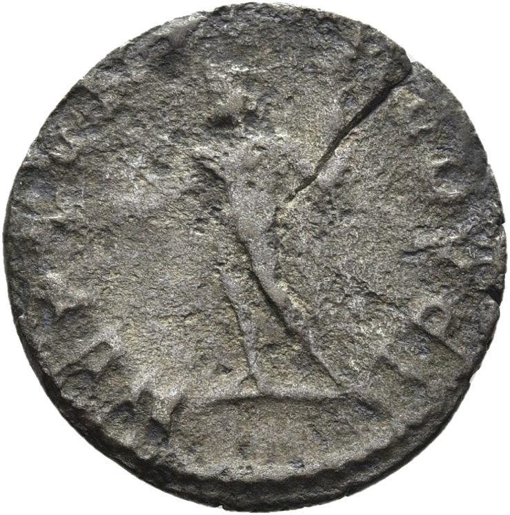 RIC V Postumus 76 Postumus reverse, Neptune, standing left, holding dolphin in right hand and trident in left hand; someti...