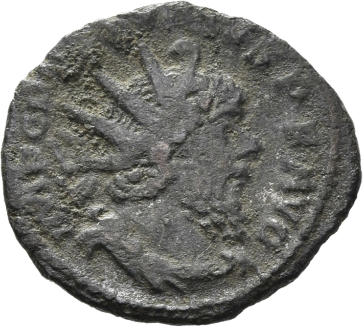 RIC V Postumus 77 Postumus obverse, Bust of Postumus, radiate, draped, right, or bust of Postumus, radiate, draped, cuiras...