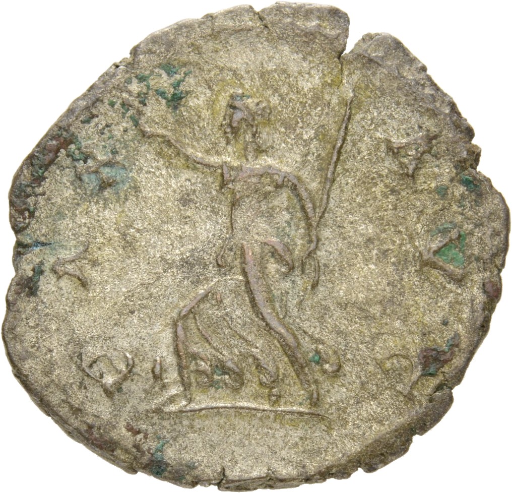 RIC V Postumus 78 Postumus reverse, Pax, draped, walking left, holding olive-branch in right hand and sceptre in left hand