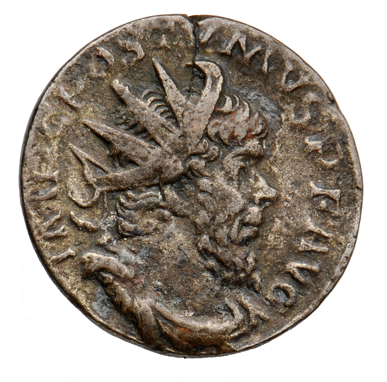 RIC V Postumus 80 Postumus obverse, Bust of Postumus, radiate, draped, right, or bust of Postumus, radiate, draped, cuiras...