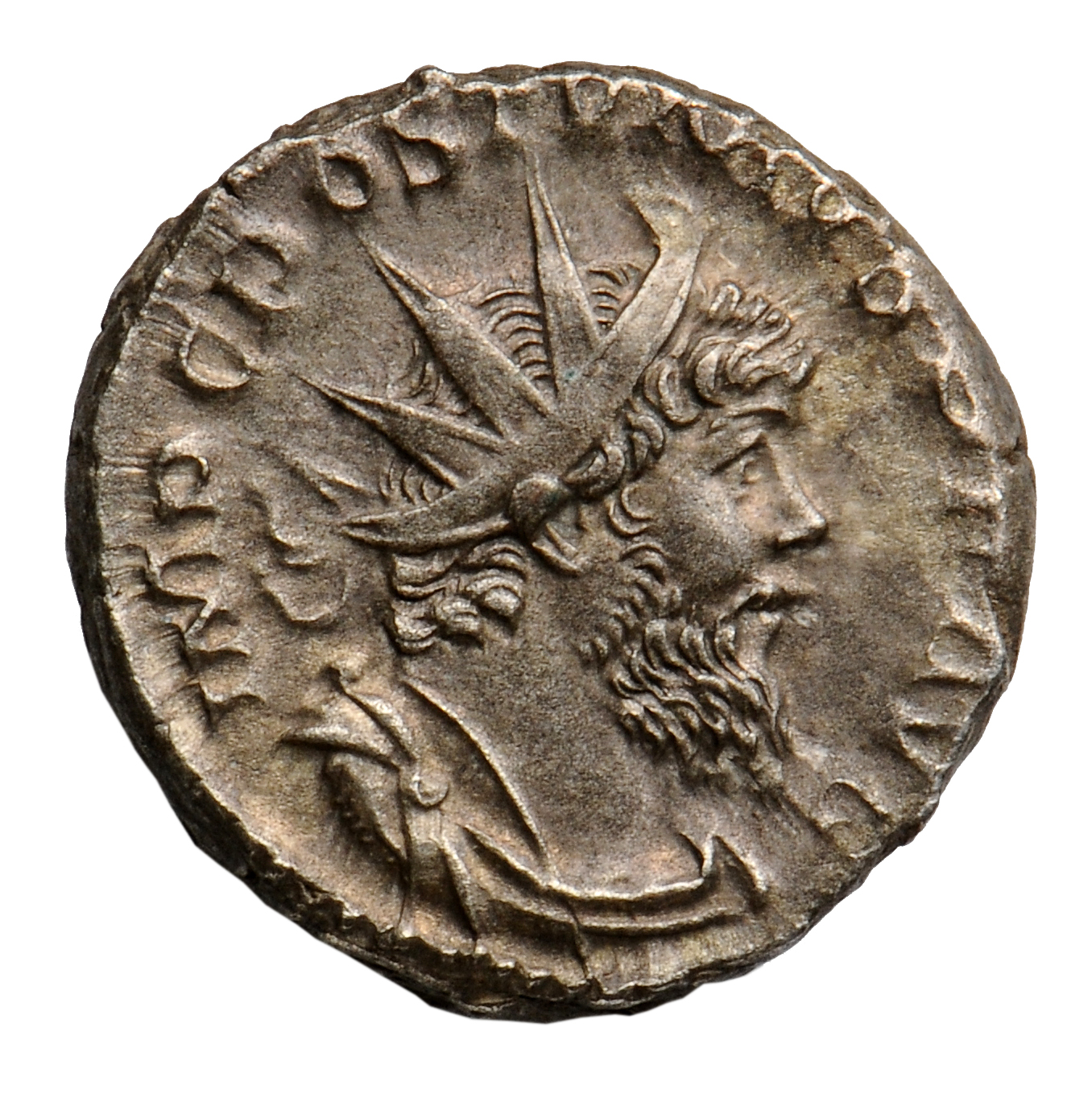RIC V Postumus 83 Postumus obverse, Bust of Postumus, radiate, draped, right, or bust of Postumus, radiate, draped, cuiras...