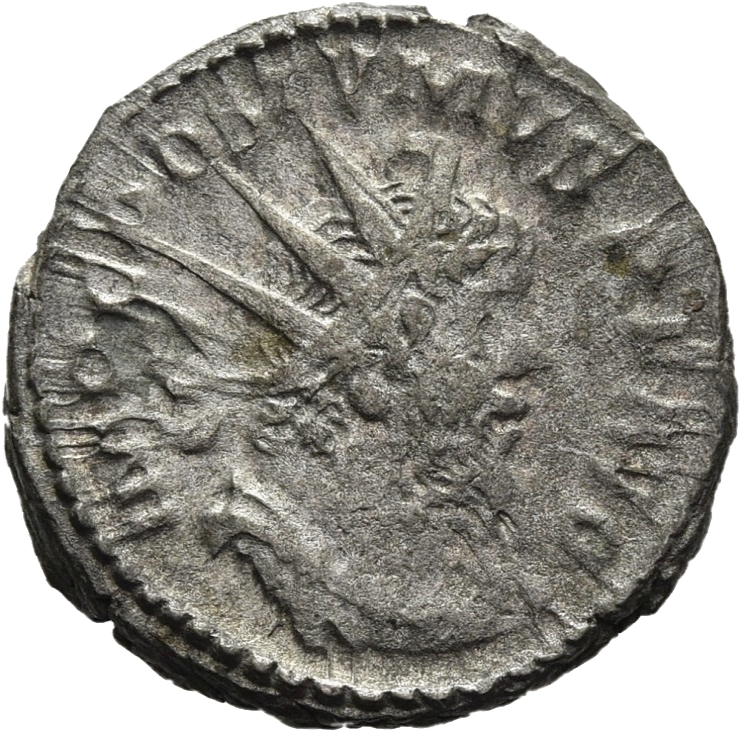 RIC V Postumus 83 Postumus obverse, Bust of Postumus, radiate, draped, right, or bust of Postumus, radiate, draped, cuiras...