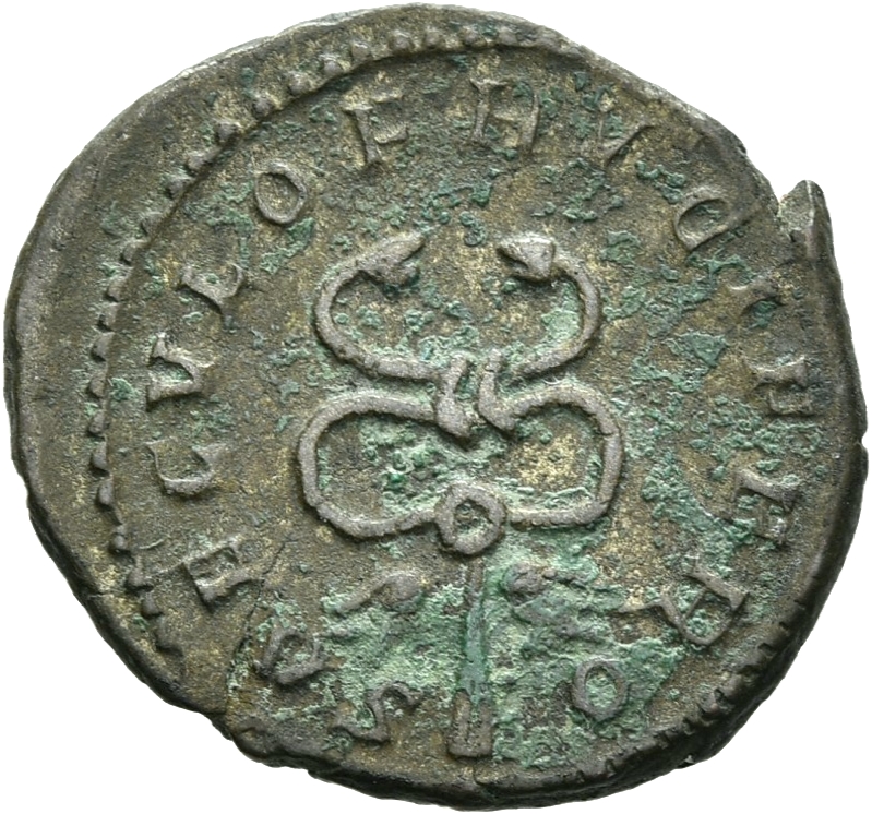 RIC V Postumus 84 Postumus reverse, Caduceus, winged