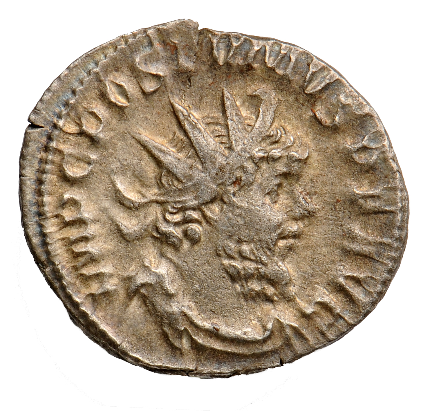 RIC V Postumus 86 Postumus obverse, Bust of Postumus, radiate, draped, right, or bust of Postumus, radiate, draped, cuiras...
