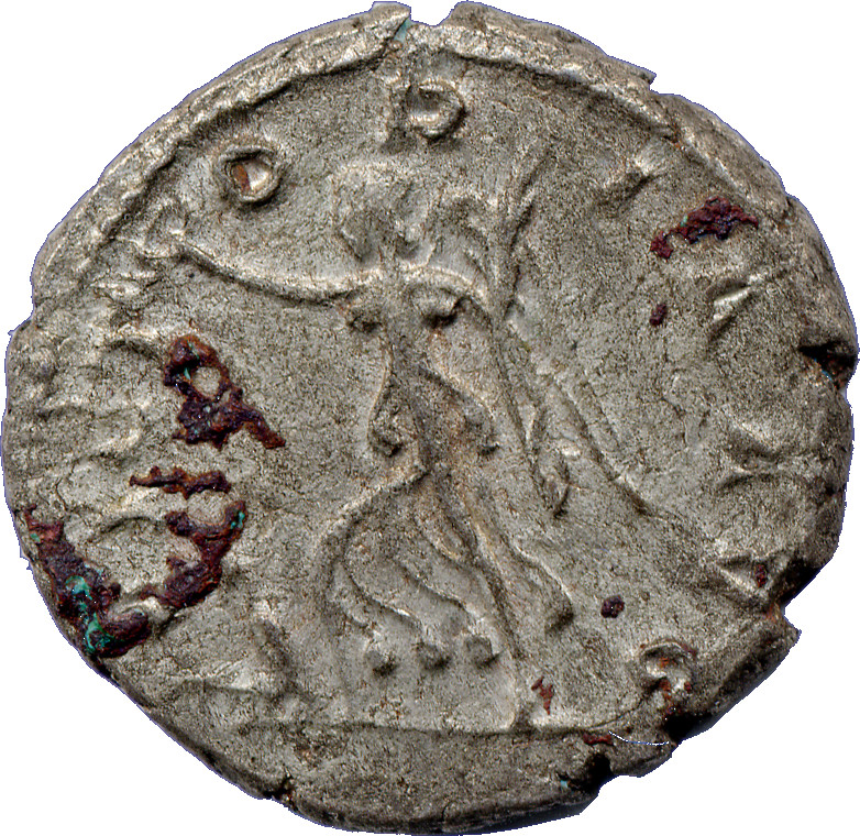 RIC V Postumus 89 Postumus reverse, Victory, winged, draped, walking left, holding wreath in right hand and palm in left h...