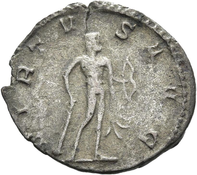 RIC V Postumus 92 Postumus reverse, Hercules, standing right, holding club in right hand and holding lion's skin and bow o...