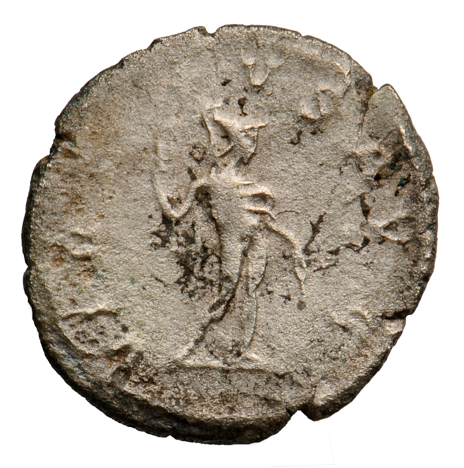 RIC V Postumus 93 Postumus reverse, Mars, standing right, holding spear in right hand and leaning on shield with left hand