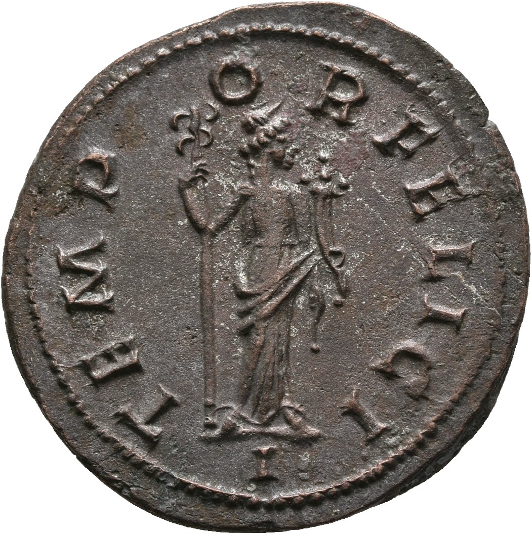 RIC V Probus 104 Probus reverse, Felicitas, draped, standing right, holding caduceus in right hand and cornucopiae in left...
