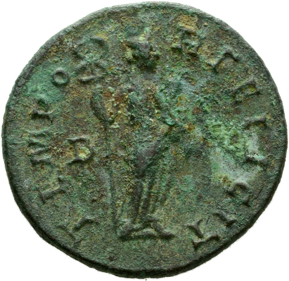 RIC V Probus 129 Probus reverse, Felicitas, draped, standing right, holding caduceus in right hand and cornucopiae in left...