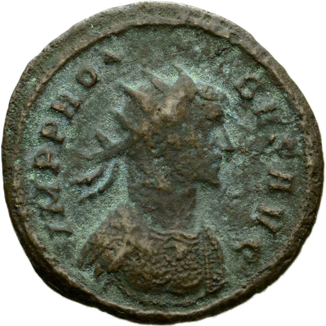 RIC V Probus 157 Probus obverse — Bust of Probus, radiate, cuirassed, right, sometimes holding spear, bust of Probus, helm...