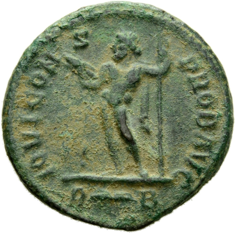 RIC V Probus 173 Probus reverse, Jupiter, standing front, head left, holding thunderbolt in right hand and sceptre in left...