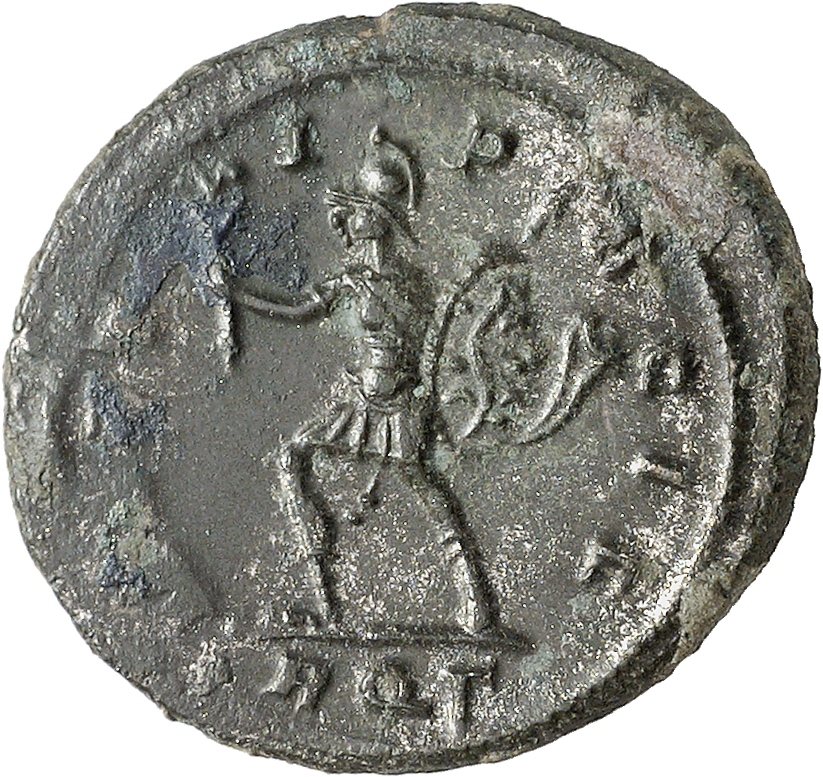 RIC V Probus 177 Probus reverse, Mars, helmeted, walking left, holding olive-branch in right hand and spear and shield in ...