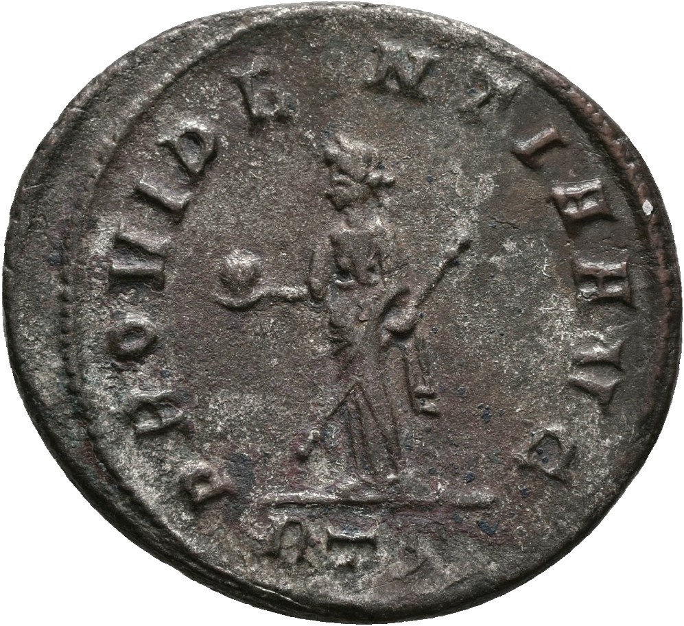 RIC V Probus 181 Probus reverse — Providentia, draped, standing left, holding globe in right hand and sceptre in left hand