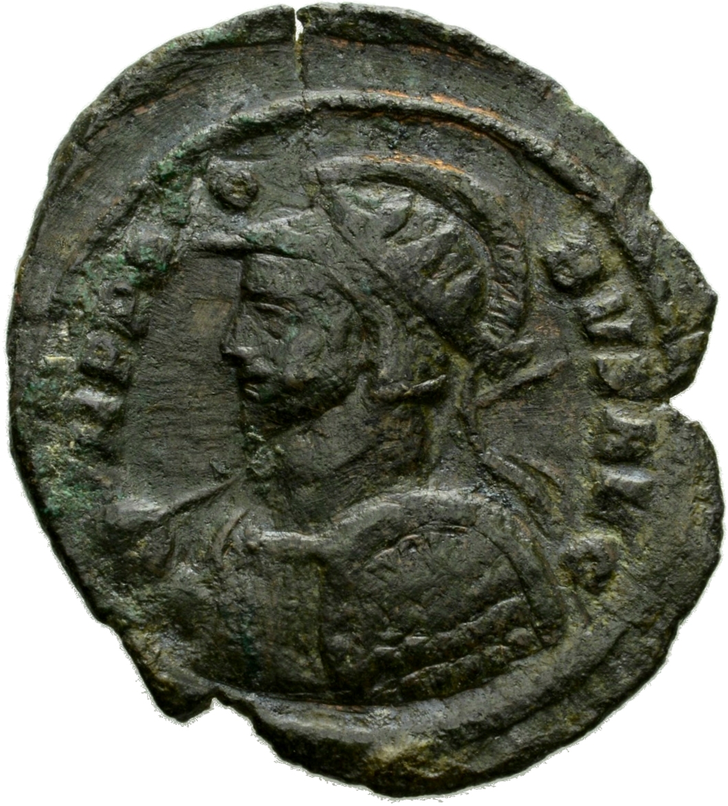 RIC V Probus 186 Probus obverse, Bust of Probus, helmeted, radiate, cuirassed, left, holding spear in right hand and shiel...