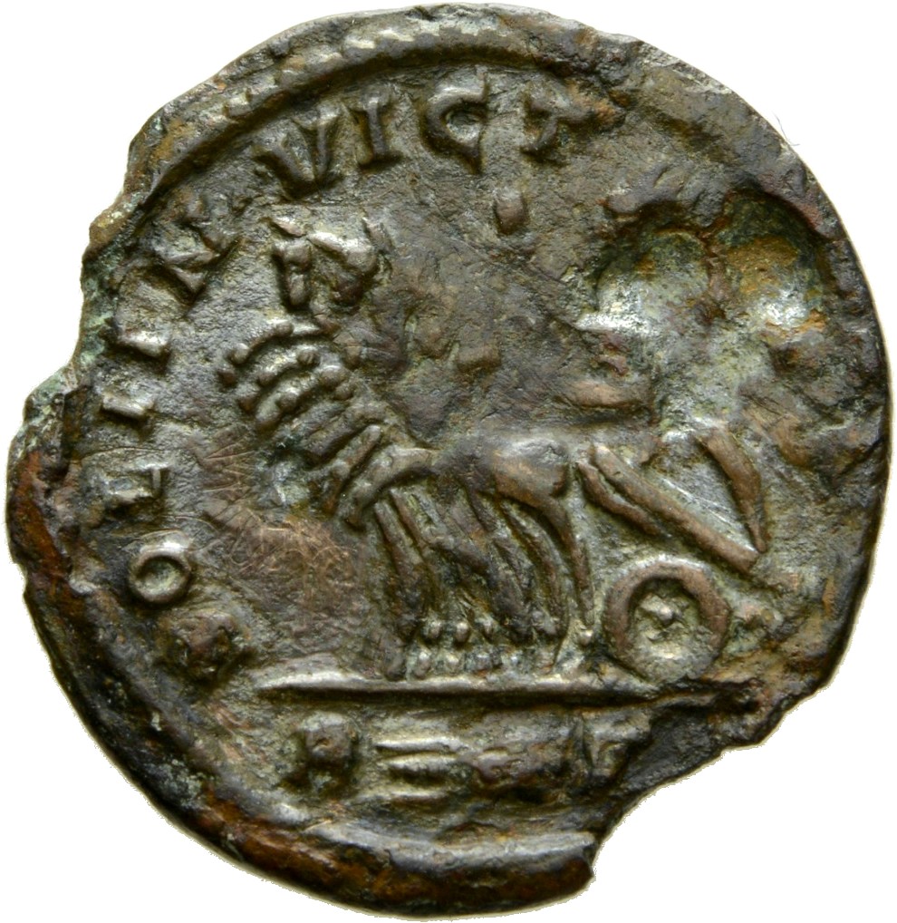 RIC V Probus 200 Probus reverse, Sol, radiate, in chariot riding left, raising right hand and holding globe and whip in le...