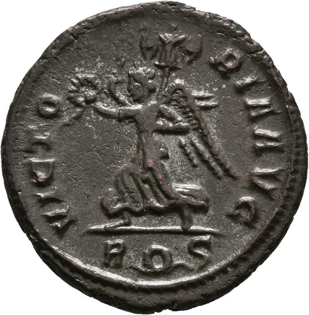 RIC V Probus 213 Probus reverse, Victory, winged, draped, walking left, holding wreath in right hand and trophy in left hand