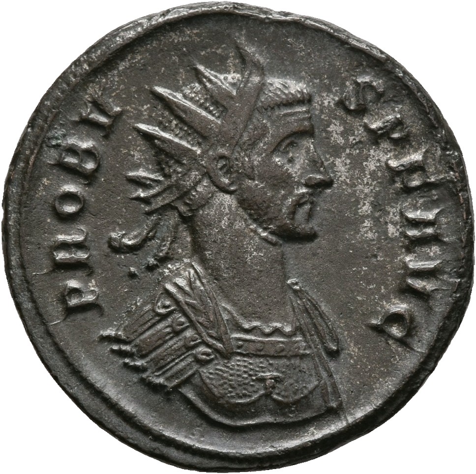 RIC V Probus 215 Probus obverse, Bust of Probus, radiate, cuirassed, right or bust of Probus, helmeted, radiate, cuirassed...
