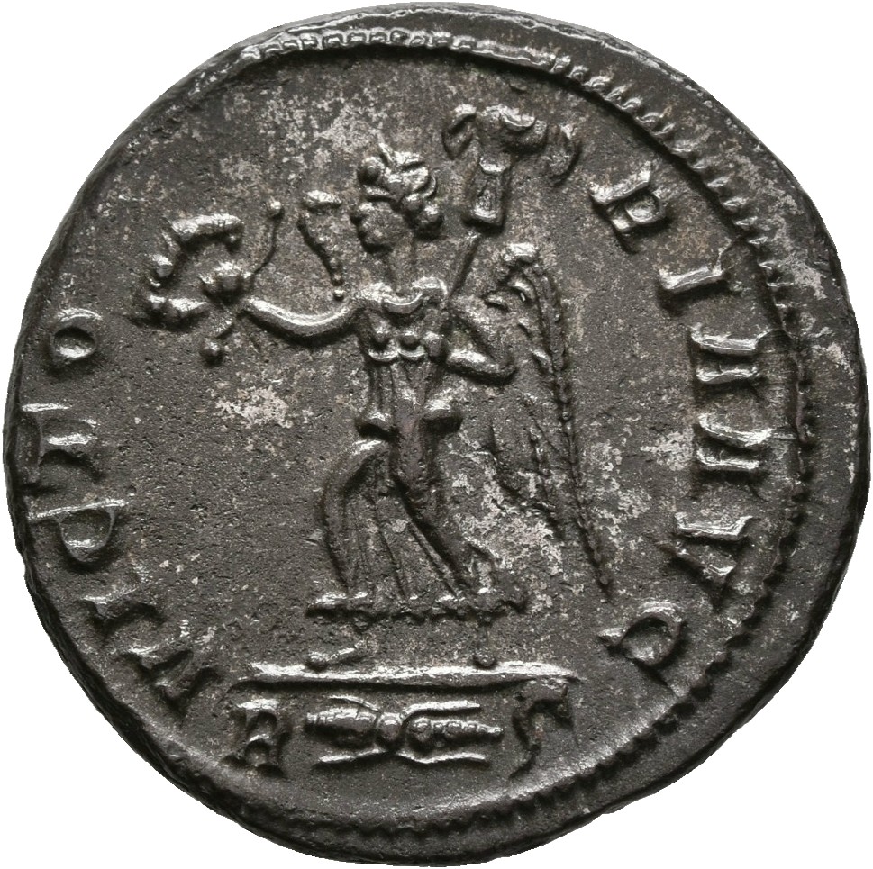 RIC V Probus 215 Probus reverse, Victory, winged, draped, walking left, holding wreath in right hand and trophy in left hand
