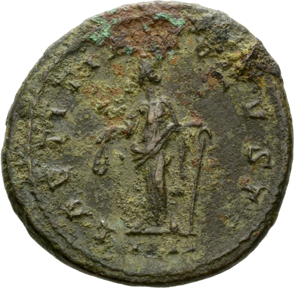 RIC V Probus 31 Probus reverse, Laetitia, draped, standing left, holding wreath in right hand and anchor or staff in left ...