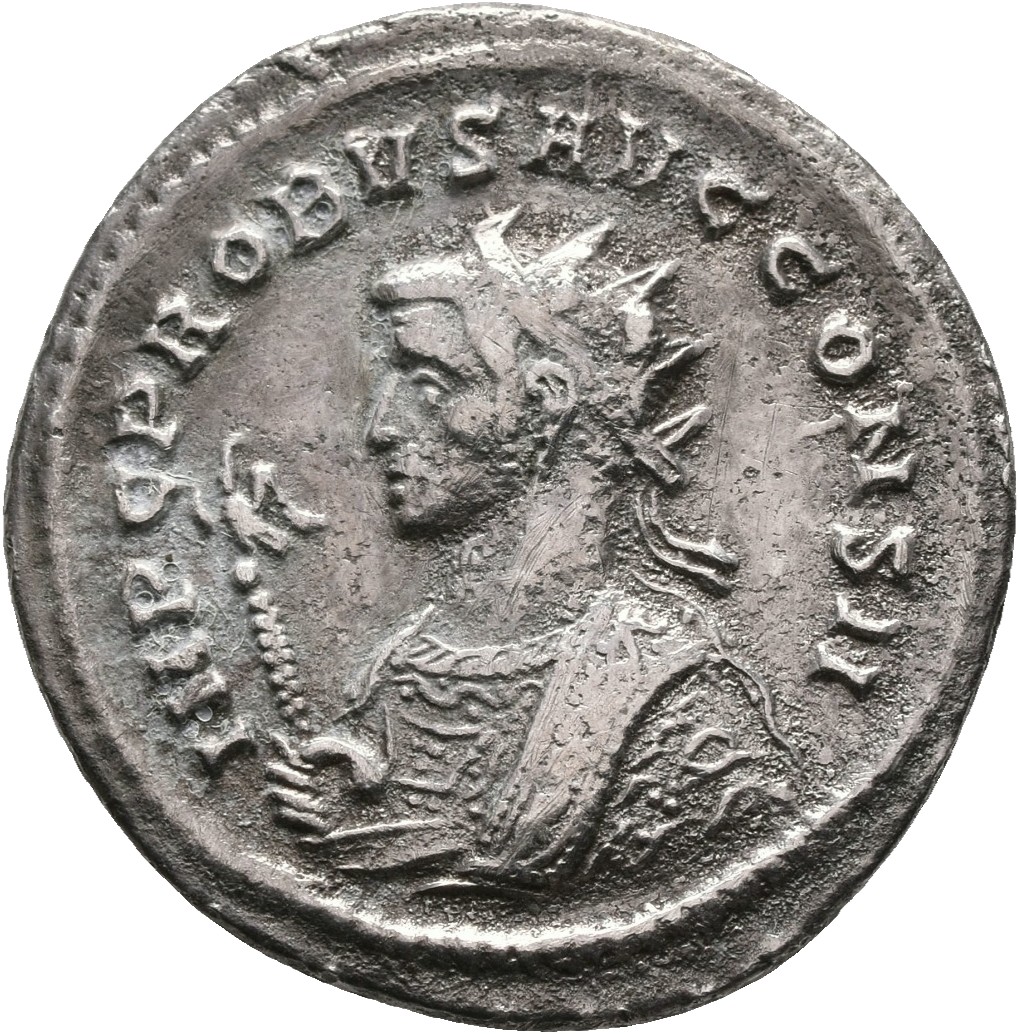 RIC V Probus 352 Probus obverse, Bust of Probus, radiate, wearing imperial mantle, left, holding sceptre surmounted by eag...