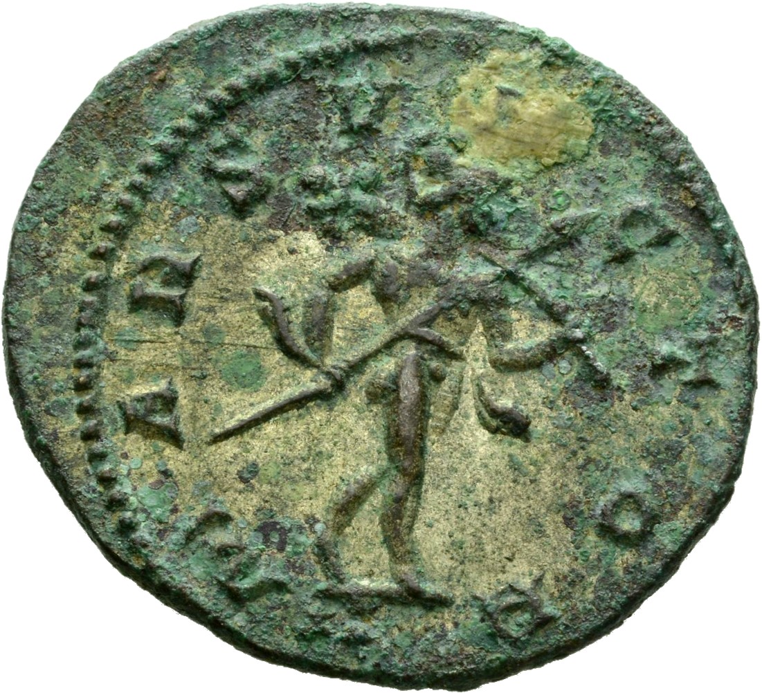 RIC V Probus 36 Probus reverse, Mars, helmeted, in military attire, walking right, holding spear in right hand and trophy ...