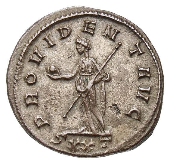 RIC V Probus 397 Probus reverse, Providentia, draped, standing left, holding globe in right hand and sceptre in left hand
