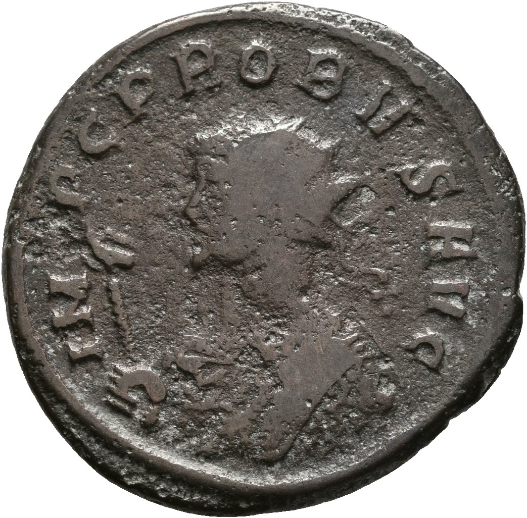 RIC V Probus 480 Probus obverse — Bust of Probus, radiate, wearing imperial mantle, left, holding sceptre surmounted by ea...