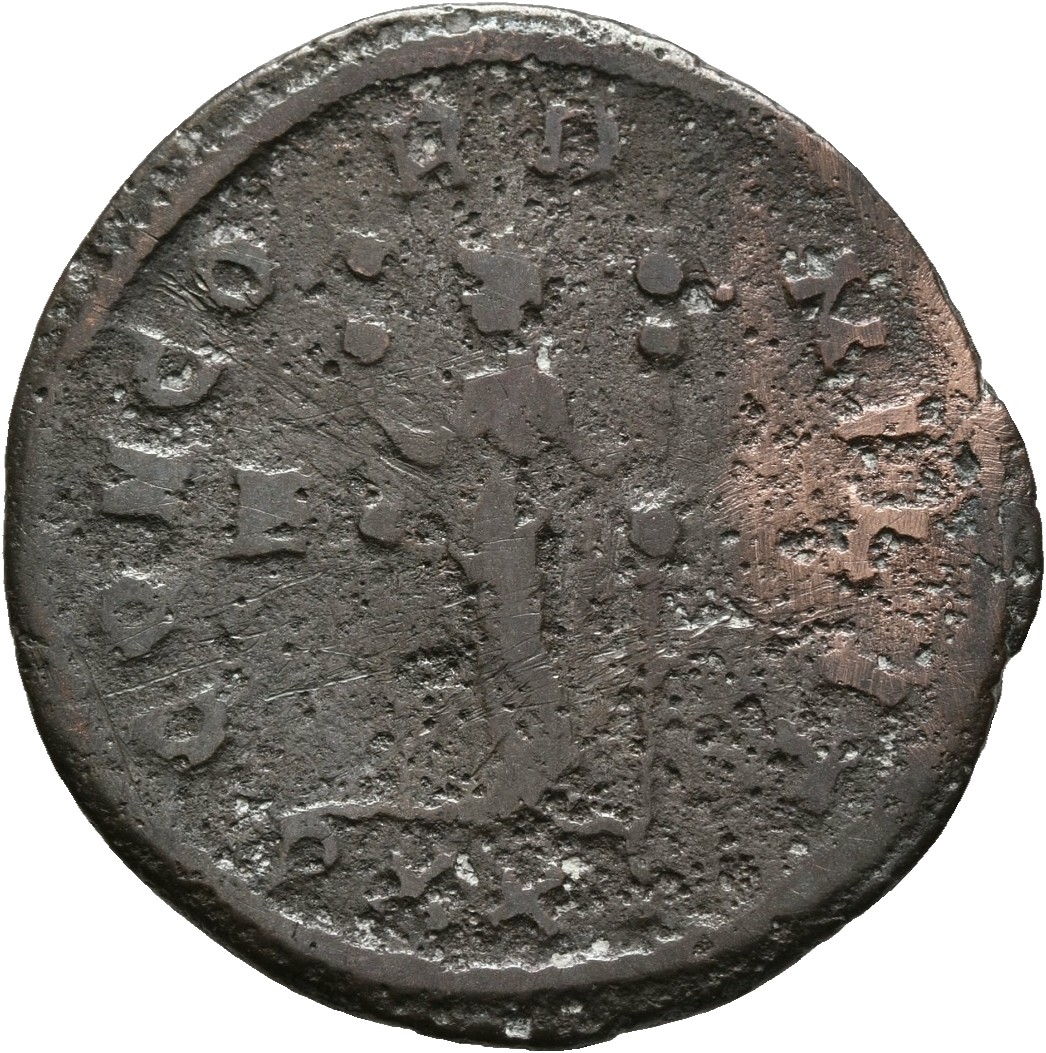 RIC V Probus 480 Probus reverse — Concordia, draped, standing left, holding ensign in each hand