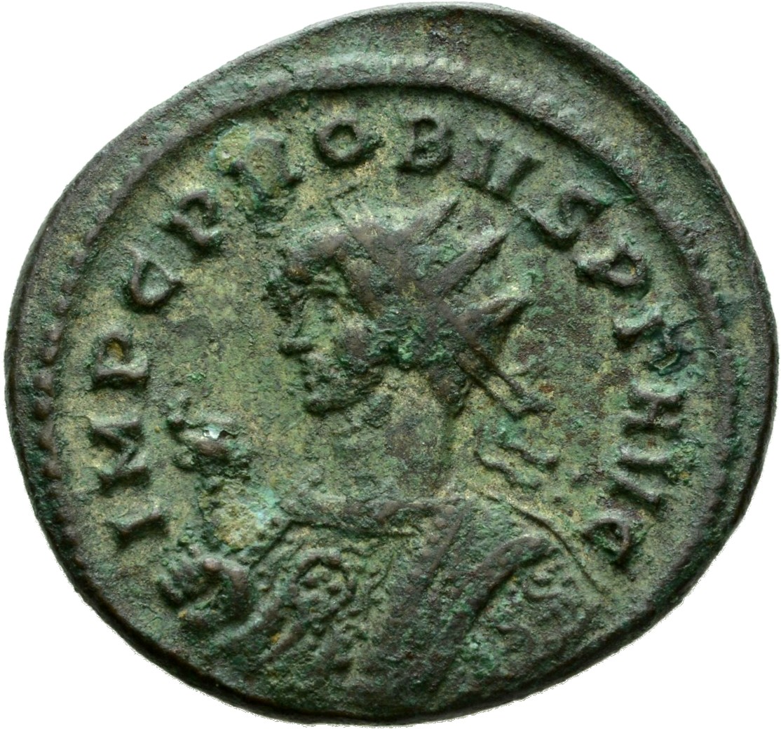 RIC V Probus 489 Probus obverse, Bust of Probus, radiate, wearing imperial mantle, left, holding sceptre surmounted by eag...