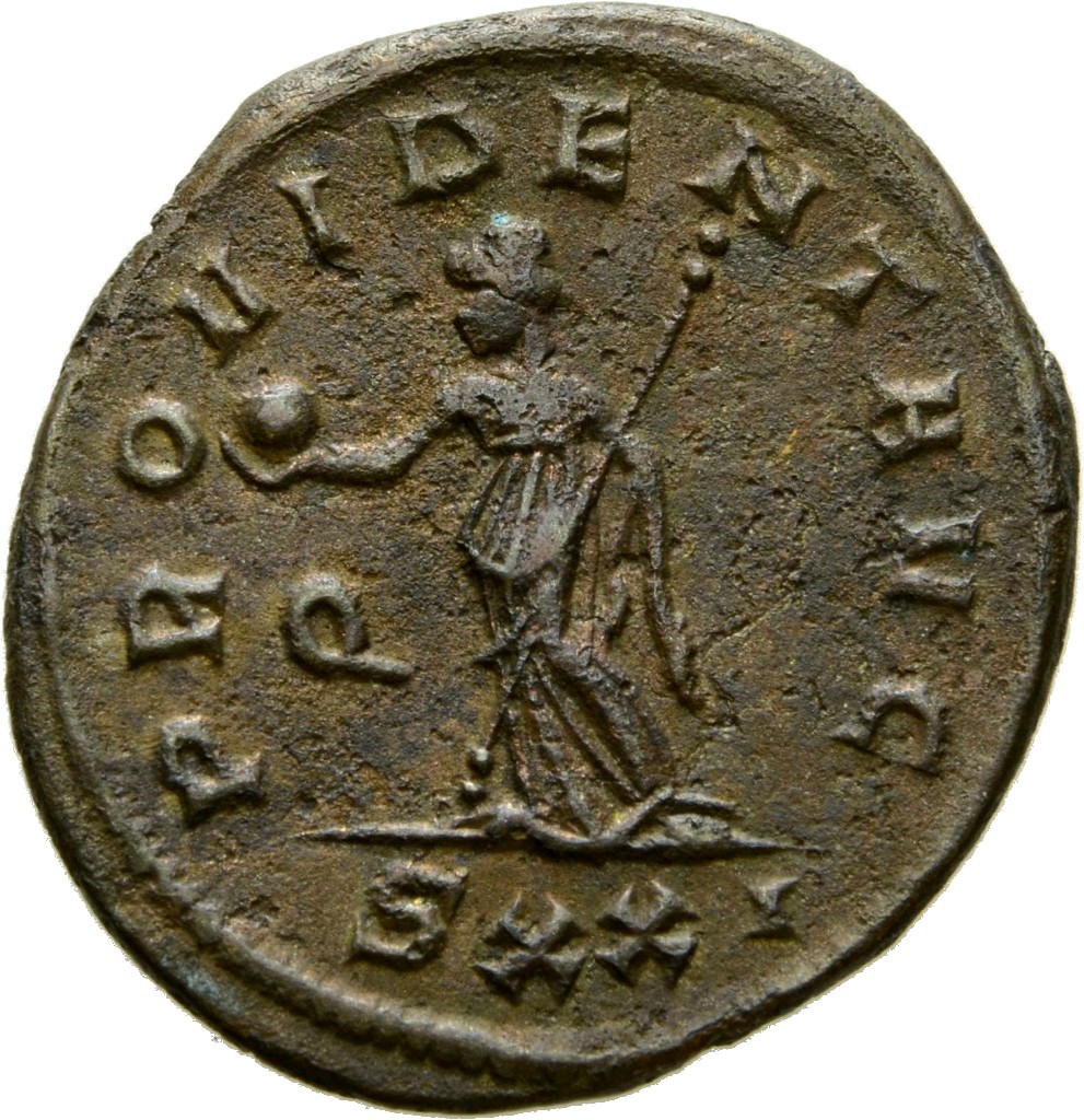 RIC V Probus 490 Probus reverse, Providentia, draped, standing left, holding globe in right hand and sceptre in left hand