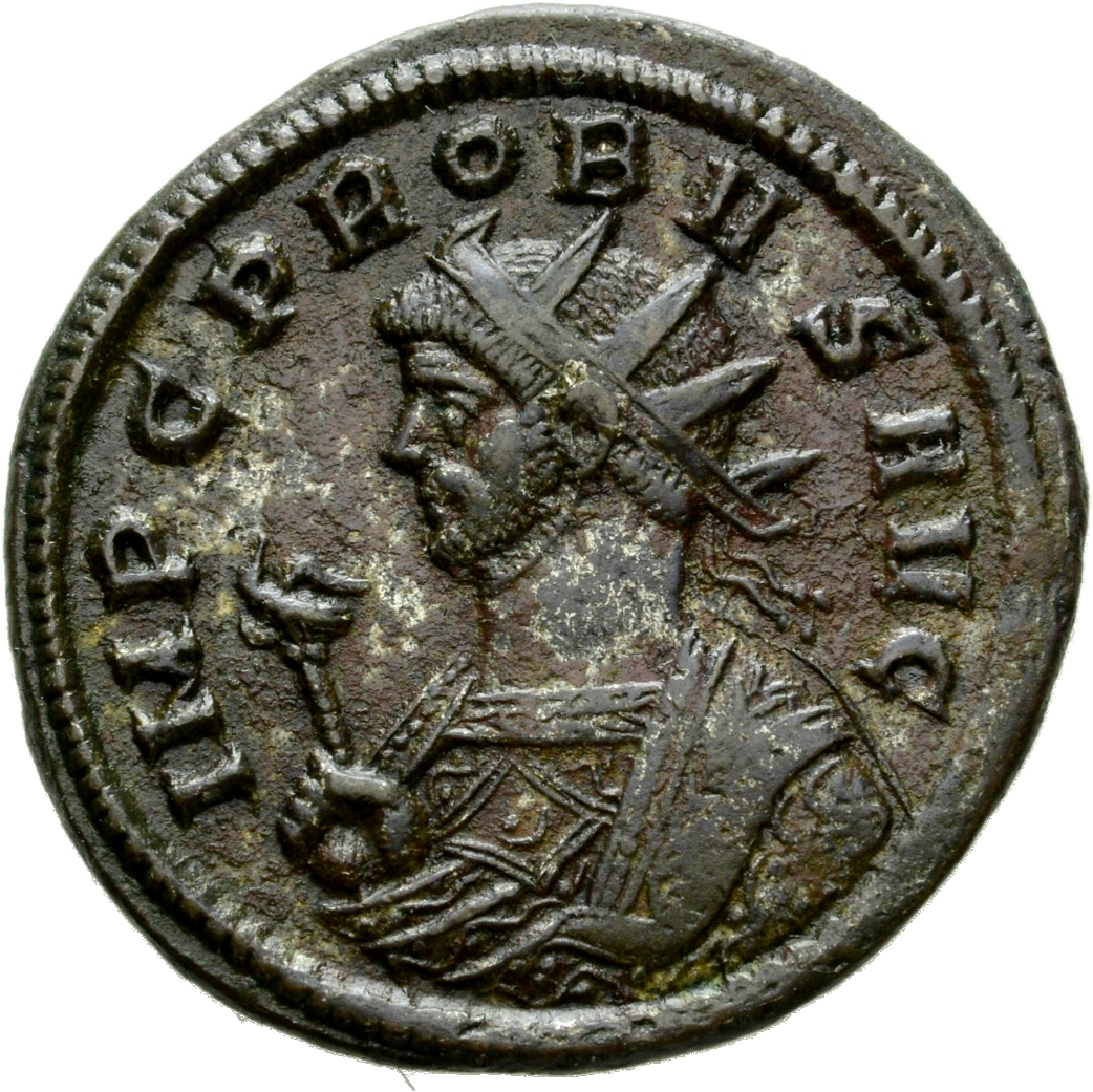 RIC V Probus 508 Probus obverse, Bust of Probus, radiate, wearing imperial mantle, left, holding sceptre surmounted by eag...